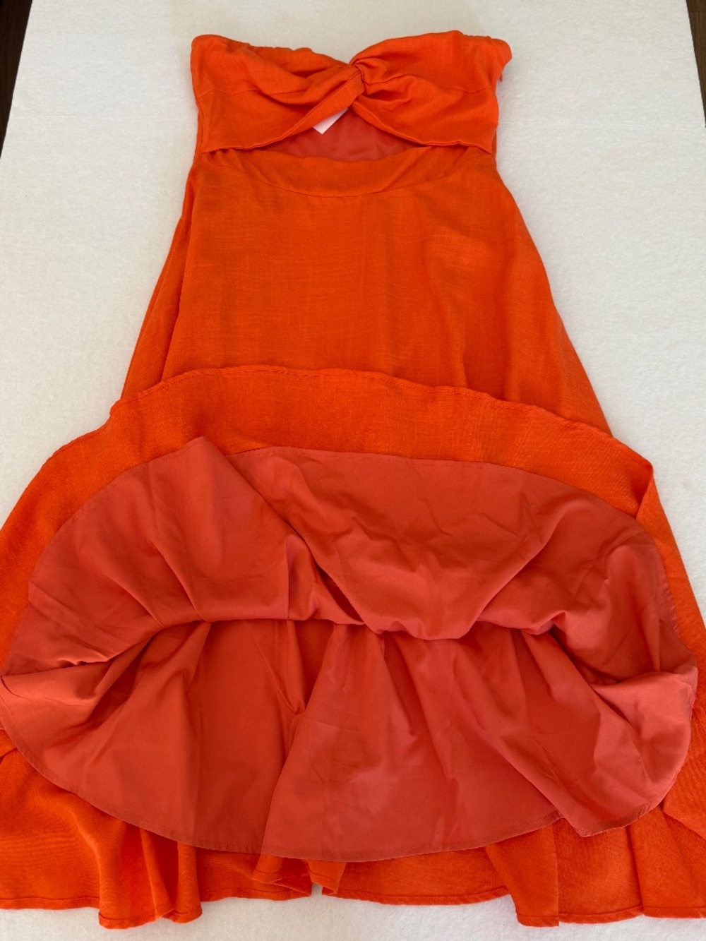 Showpo Avie Orange Twist Strapless Cutout Cocktail Midi Dress NWT US 10 Party - Picture 9 of 15